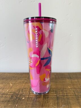NEW Starbucks Spring 2023 pink floral cold cup tumbler 24oz